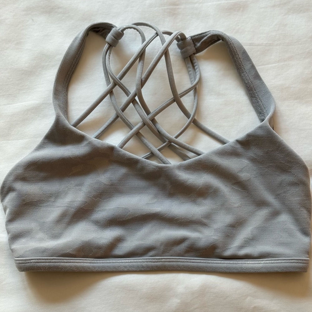 Lululemon Free to Be sports bra in white camo print, size 6
